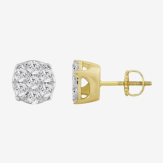 (J / I3) 1/4 CT. T.W. Natural White Diamond 10K Gold 5.3mm Oval Stud Earrings