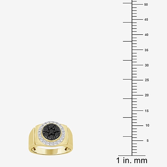 (Black / I3) Mens 1 1/5 CT. T.W. Natural Black Diamond 10K Gold Cocktail Ring