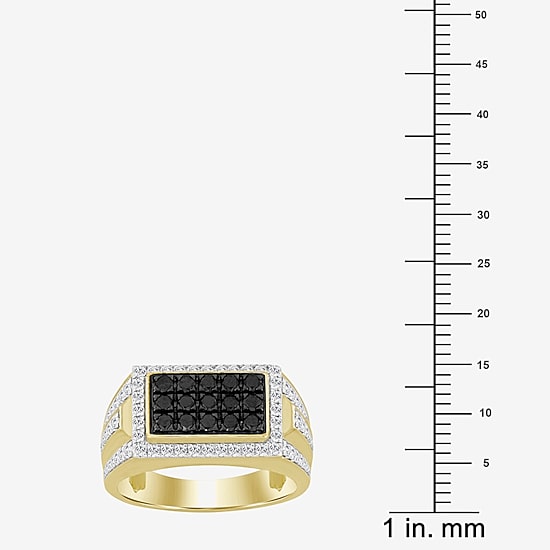 (Black / I3) Mens 1 1/2 CT. T.W. Natural Black Diamond 10K Gold Cocktail Ring
