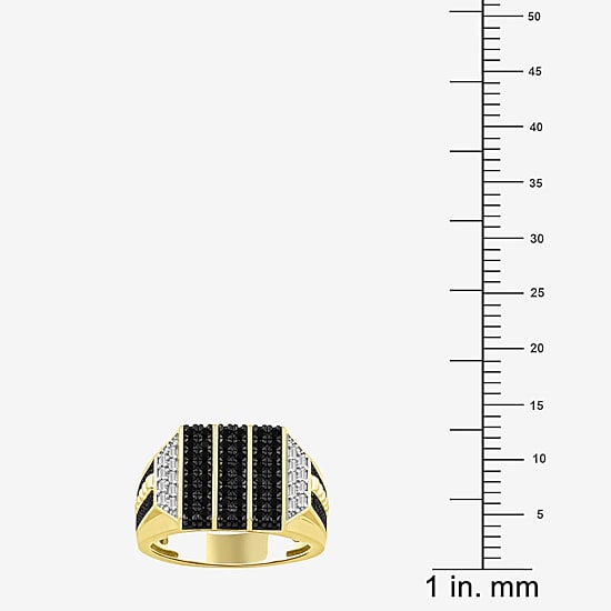 (Black / I3) Mens 1 CT. T.W. Natural Black Diamond 10K Gold Cocktail Ring