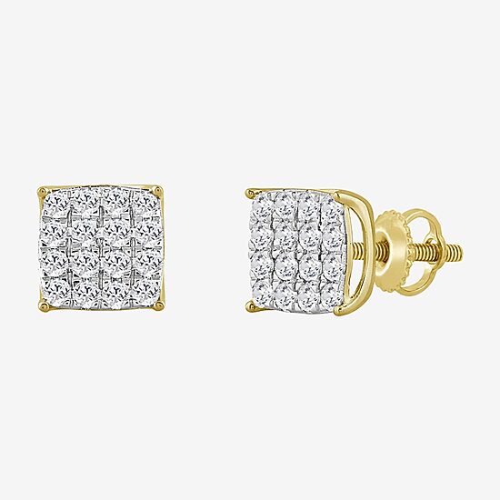 (J / I3) 3/4 CT. T.W. Natural White Diamond 10K Gold 8.1mm Stud Earrings