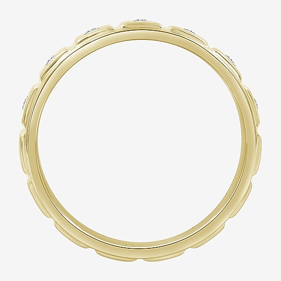 (J / I3) Mens 1/10 CT. T.W. Natural White Diamond 10K Gold Band