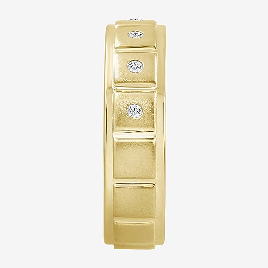 (J / I3) Mens 1/10 CT. T.W. Natural White Diamond 10K Gold Band