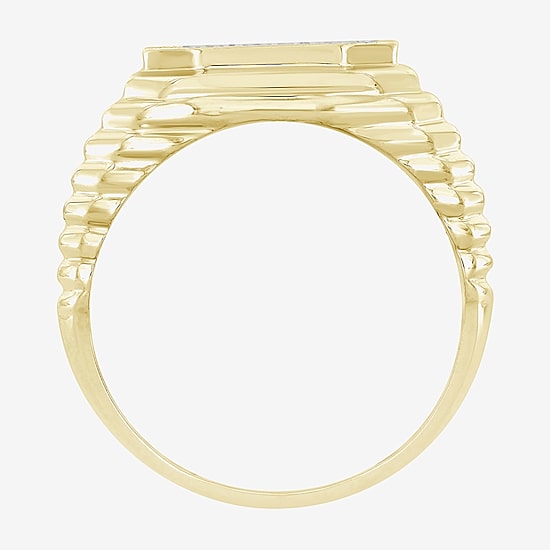 (J / I3) Mens 1/4 CT. T.W. Natural White Diamond 10K Gold Cocktail Ring