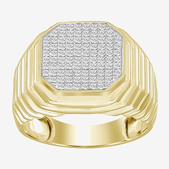 (J / I3) Mens 1/4 CT. T.W. Natural White Diamond 10K Gold Cocktail Ring