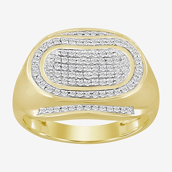(J / I3) Mens 1/4 CT. T.W. Natural White Diamond 10K Gold Cocktail Ring