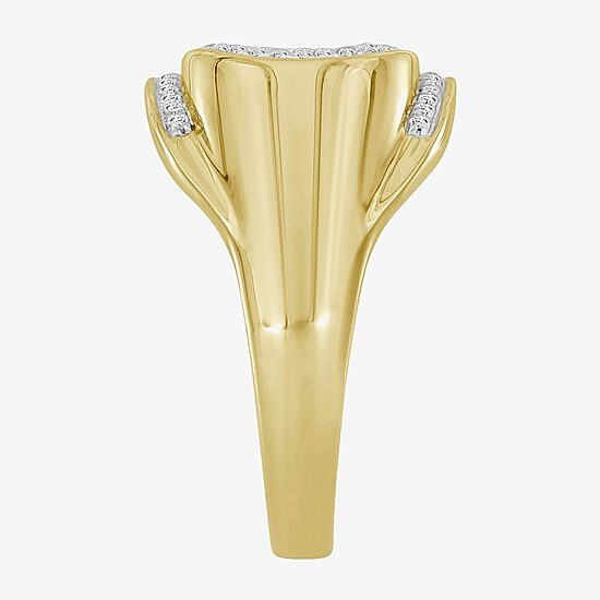 (J / I3) Mens 1/4 CT. T.W. Natural White Diamond 10K Gold Cocktail Ring