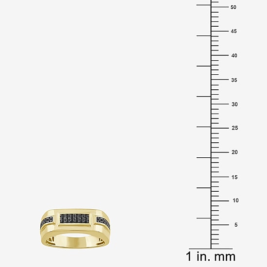 (Black / I3) Mens 1/4 CT. T.W. Natural Black Diamond 10K Gold Cocktail Ring