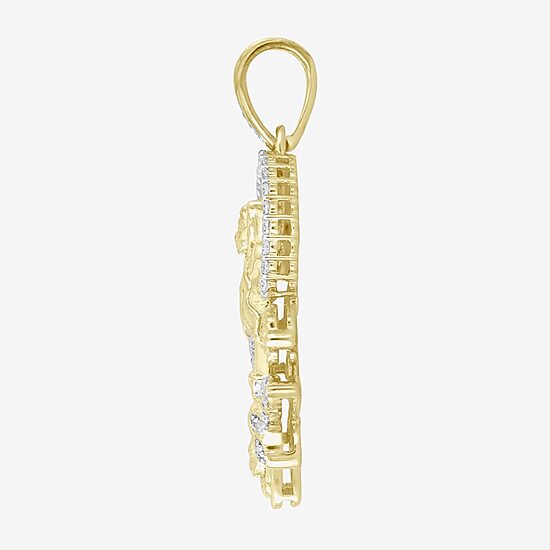 (J / I3) Mens 1/3 CT. T.W. Natural White Diamond 10K Gold Pendant