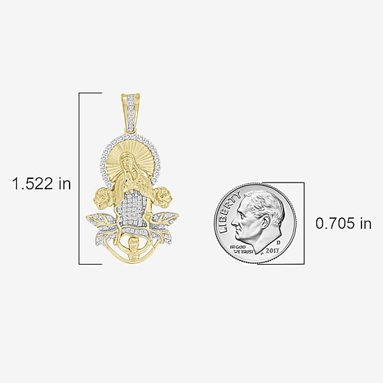 (J / I3) Mens 1/3 CT. T.W. Natural White Diamond 10K Gold Pendant