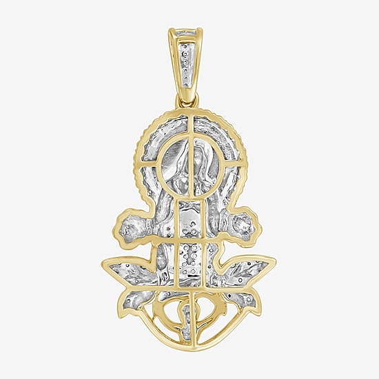 (J / I3) Mens 1/3 CT. T.W. Natural White Diamond 10K Gold Pendant