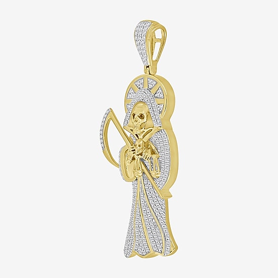(J / I3) Mens 1/2 CT. T.W. Natural White Diamond 10K Gold Pendant