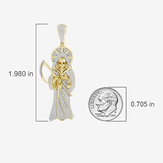 (J / I3) Mens 1/2 CT. T.W. Natural White Diamond 10K Gold Pendant