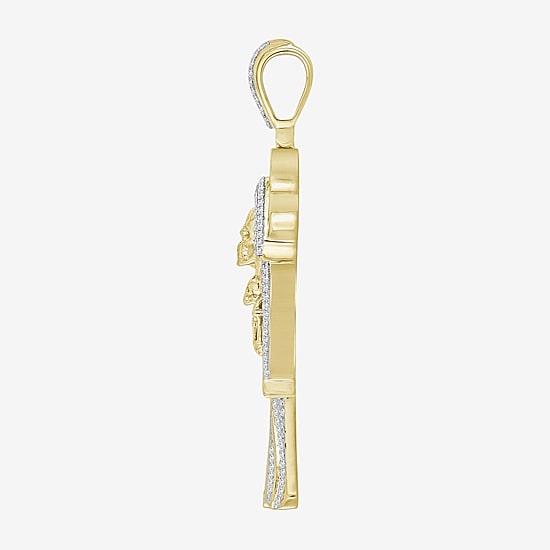 (J / I3) Mens 1/2 CT. T.W. Natural White Diamond 10K Gold Pendant