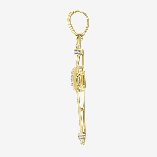 Cross (J / I3) Mens 1/2 CT. T.W. Natural White Diamond 10K Gold Cross Pendant