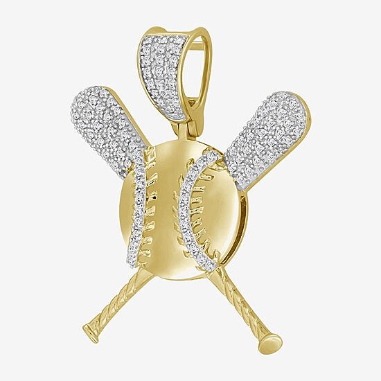 (J / I3) Mens 1/5 CT. Natural White Diamond 10K Gold Pendant