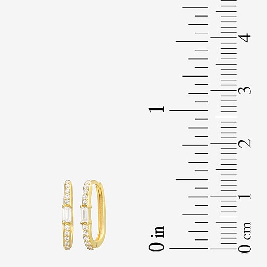 Gold Addiction Womens Cubic Zirconia 10K Gold Hoop Earrings