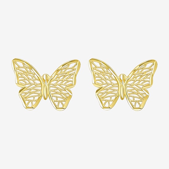 14K Gold 12mm Butterfly Stud Earrings