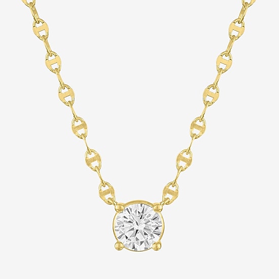 Diamond Addiction (G-H / Si2-I1) Womens 3/4 CT. T.W. Lab Grown White Diamond 14K Gold Over Silver Round 16 Inch Pendant Necklace
