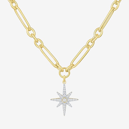 Diamond Addiction Northstar (G-H / Si2-I1) Womens 1/3 CT. T.W. Lab Grown White Diamond 14K Gold Over Silver Star 18 Inch Pendant Necklace