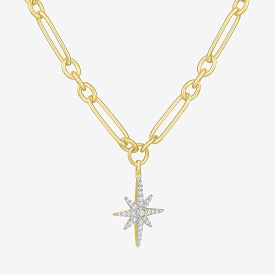 Diamond Addiction Northstar (G-H / Si2-I1) Womens 1/3 CT. T.W. Lab Grown White Diamond 14K Gold Over Silver Star 18 Inch Pendant Necklace