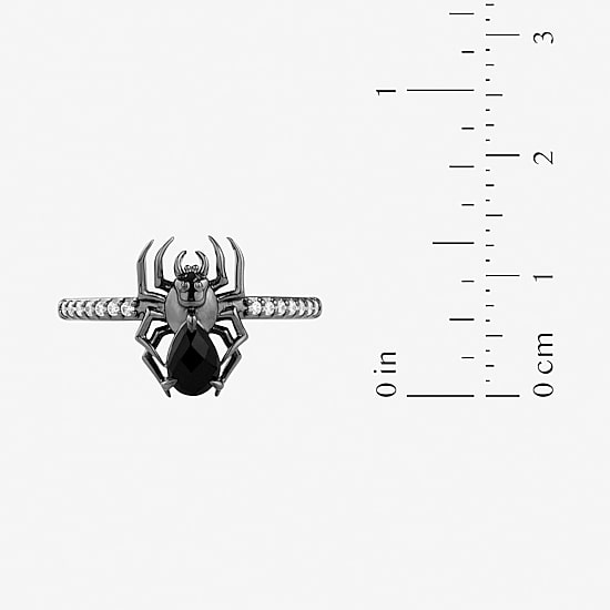 Harry Potter (F/Si2) Womens Lab Grown Diamond Accent Genuine Black Onyx Sterling Silver Cocktail Ring