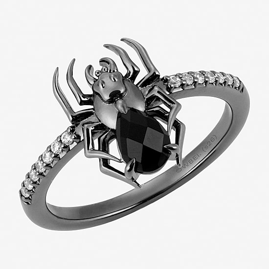 Harry Potter (F/Si2) Womens Lab Grown Diamond Accent Genuine Black Onyx Sterling Silver Cocktail Ring