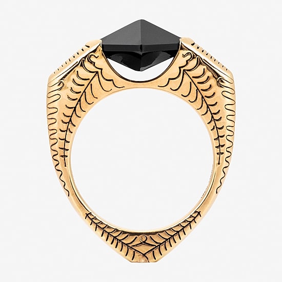 Harry Potter Mens Genuine Black Onyx 14K Gold Over Silver Fashion Ring
