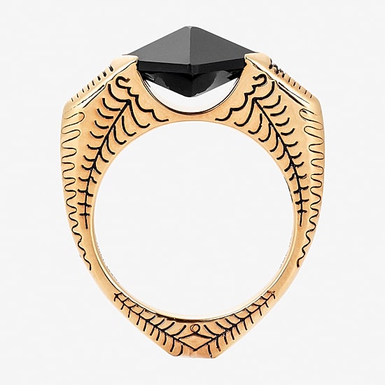Harry Potter Womens Genuine Black Onyx 14K Gold Over Silver Cocktail Ring