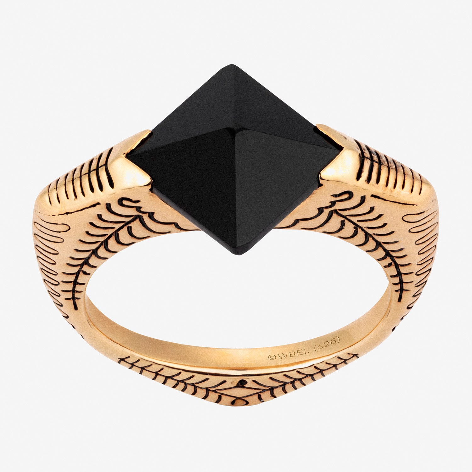 Harry Potter Womens Genuine Black Onyx 14K Gold Over Silver Cocktail Ring