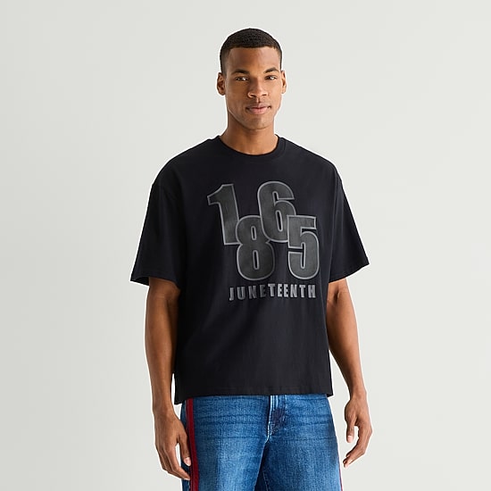 Hope & Wonder Juneteenth Mens Crew Neck Short Sleeve Boxy Fit Graphic T-Shirt
