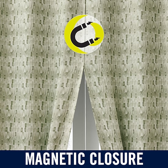 Sun Zero Vernon Monochrome Brushstrokes Magnetic Closure Grommet Top 100% Blackout Set of 2 Curtain Panel
