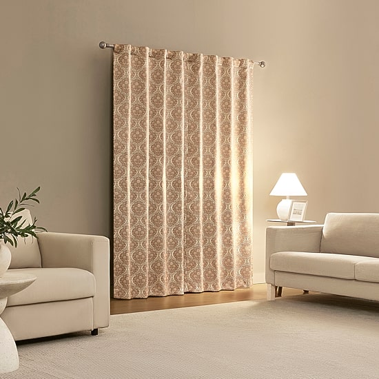 Sun Zero Lanet Vintage Ogee Magnetic Closure Rod Pocket Back Tab 100% Blackout Set of 2 Curtain Panel