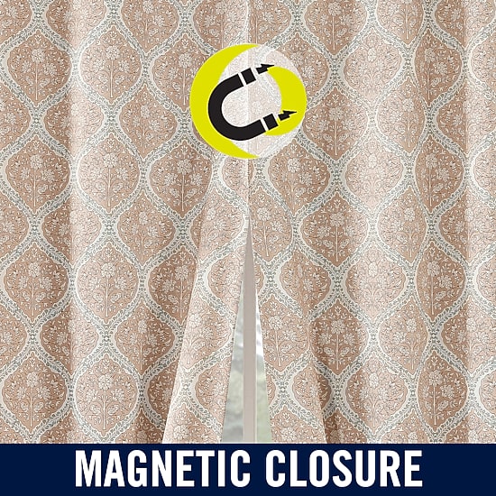 Sun Zero Lanet Vintage Ogee Magnetic Closure Rod Pocket Back Tab 100% Blackout Set of 2 Curtain Panel