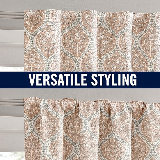 Sun Zero Lanet Vintage Ogee Magnetic Closure Rod Pocket Back Tab 100% Blackout Set of 2 Curtain Panel