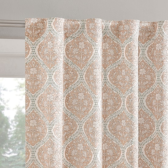 Sun Zero Lanet Vintage Ogee Magnetic Closure Rod Pocket Back Tab 100% Blackout Set of 2 Curtain Panel