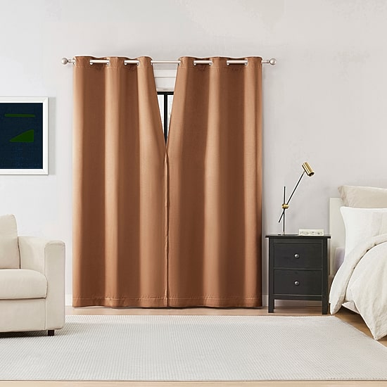 Sun Zero Sheridan Magnetic Closure Grommet Top 100% Blackout Set of 2 Curtain Panel
