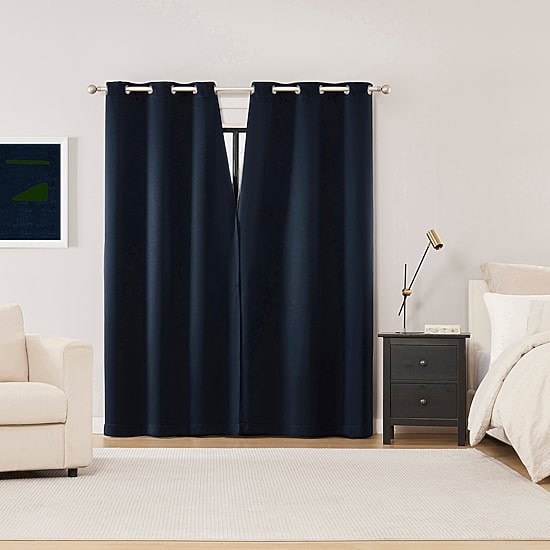 Sun Zero Sheridan Magnetic Closure Grommet Top 100% Blackout Set of 2 Curtain Panel