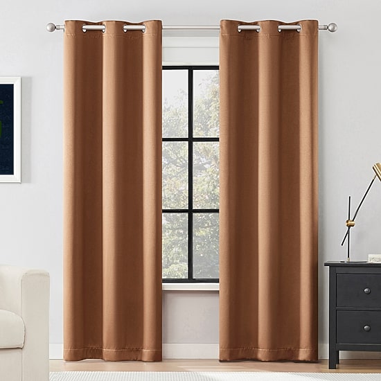 Sun Zero Sheridan Magnetic Closure Grommet Top 100% Blackout Set of 2 Curtain Panel