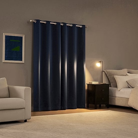 Sun Zero Sheridan Magnetic Closure Grommet Top 100% Blackout Set of 2 Curtain Panel