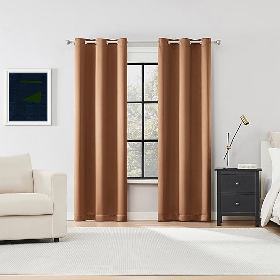Sun Zero Sheridan Magnetic Closure Grommet Top 100% Blackout Set of 2 Curtain Panel