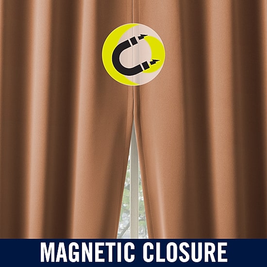 Sun Zero Sheridan Magnetic Closure Grommet Top 100% Blackout Set of 2 Curtain Panel