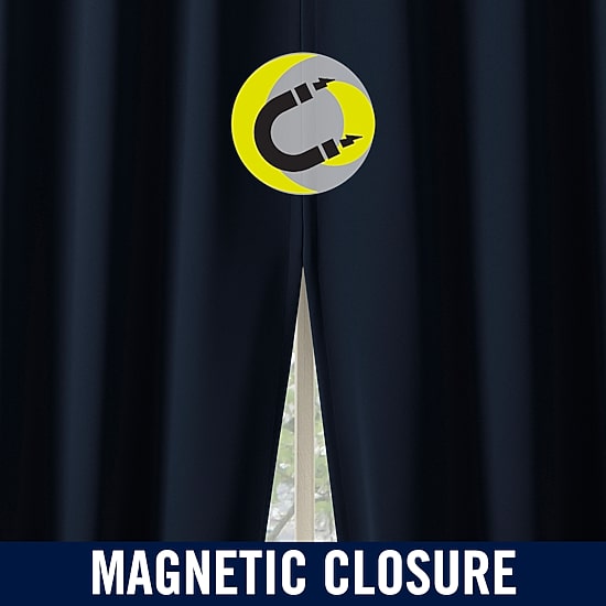 Sun Zero Sheridan Magnetic Closure Grommet Top 100% Blackout Set of 2 Curtain Panel