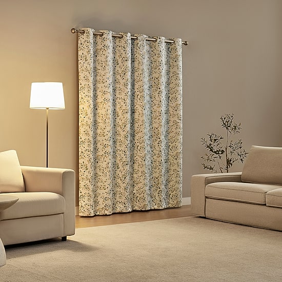 Sun Zero Maureen Painted Foliage Magnetic Closure Grommet Top 100% Blackout Set of 2 Curtain Panel