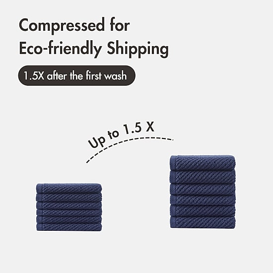 Madison Park Diagonal Ribbed 500gsm Cotton Zero Twist 6-pc. Quick Dry Bath Towel Set