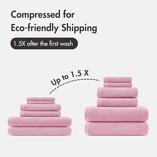Madison Park Diagonal Ribbed 500gsm Cotton Zero Twist 6-pc. Quick Dry Bath Towel Set