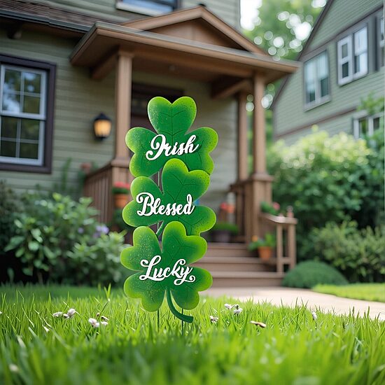 Glitzhome 37" Metal Shamrock St. Patricks Day Yard Art