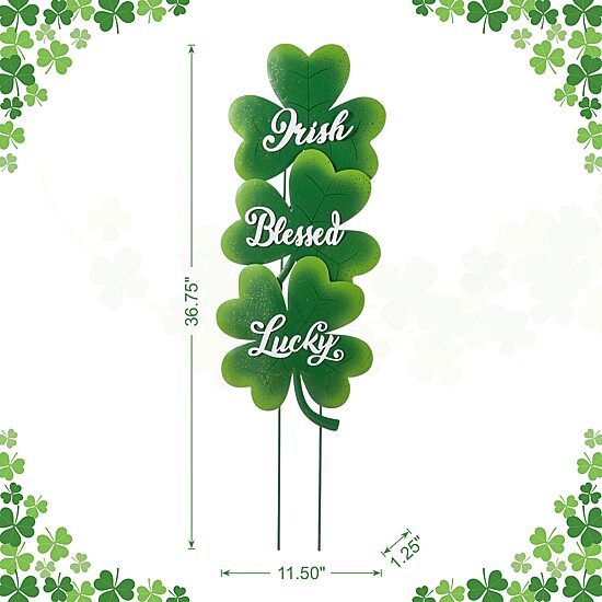 Glitzhome 37" Metal Shamrock St. Patricks Day Yard Art