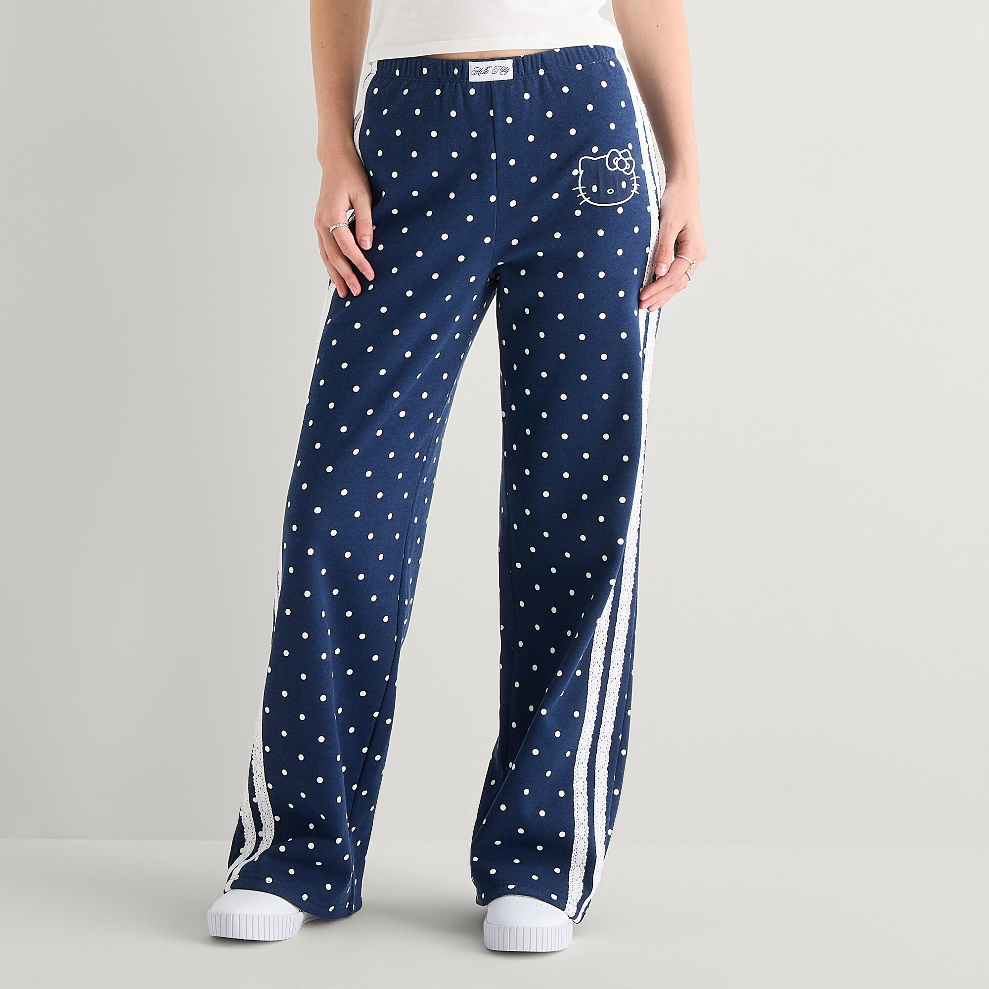 Bottom Womens Juniors Wide Leg Hello Kitty Fleece Sweatpant