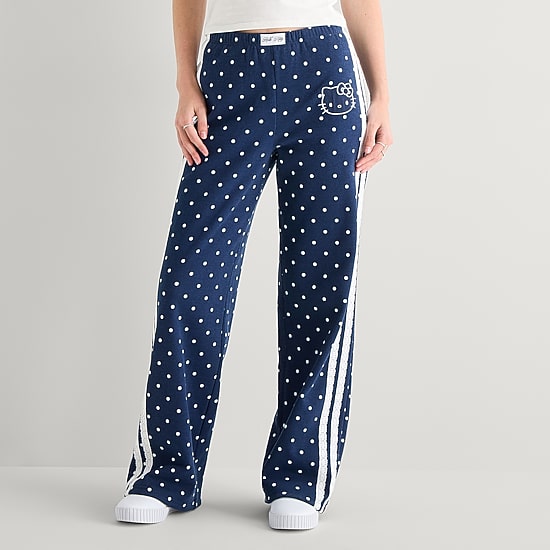 Bottom Womens Juniors Wide Leg Hello Kitty Fleece Sweatpant